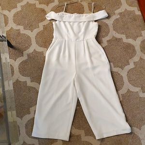 White off the shoulder jumpsuit